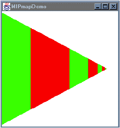 Figura 7-20, La imagen Generada por un Plano texturado con una Textura MipMap multi-color.