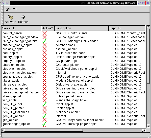 Figura 1: El visualizador de servidores GNOME