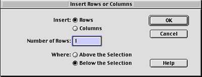Insertar filas o columnas
