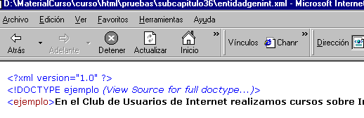 Ejemplo de entidad general interna