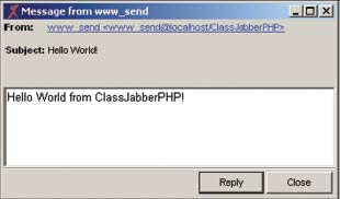 Figura 1: Env�o de un nuevo mensaje desde un script PHP
