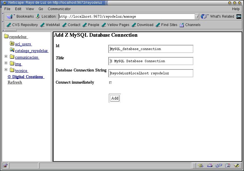 Configuracin de conexin a MySQL