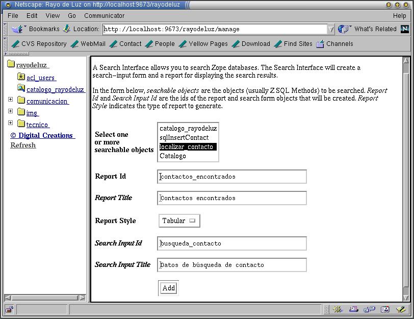 Creacin del Z Search Interface del mtodo SQL